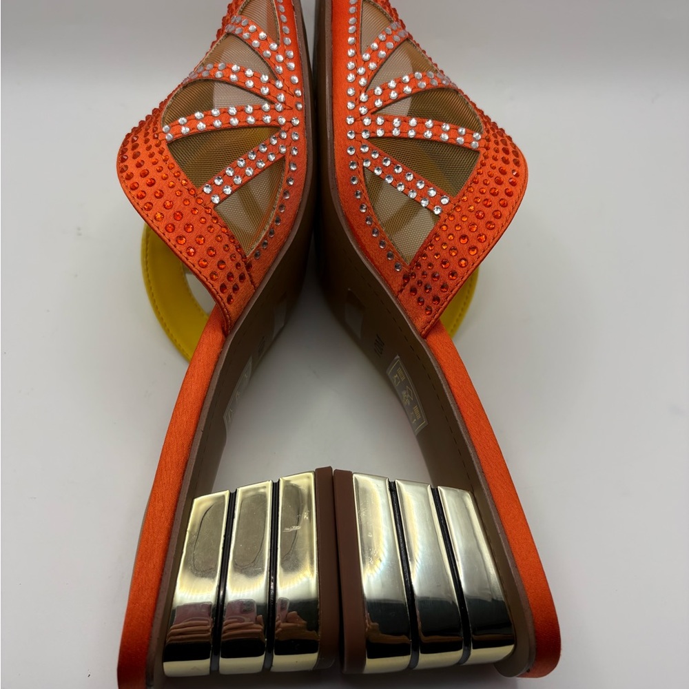 J.Renee Orange, Yellow & Green Embellished Low Block Heel Slide - Picture 9 of 16